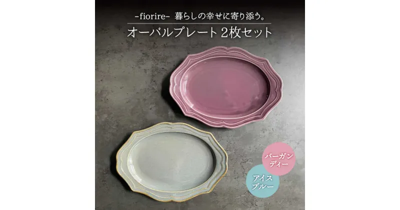 【ふるさと納税】【美濃焼】fiorire-フィオリーレ- オーバルプレート 2枚セット (Burgundy×iceblue)【Felice-フェリーチェ-藤田陶器】食器 楕円皿 [MBX003]