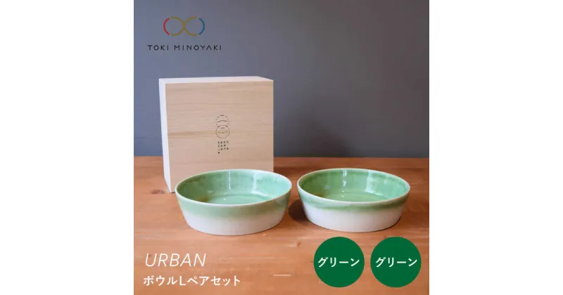 【ふるさと納税】【美濃焼】URBAN ボウルLペアセット グリーン&グリーン【作山窯・SAKUZAN】【TOKI MINOYAKI返礼品】皿 プレート 食器 [MBJ010]