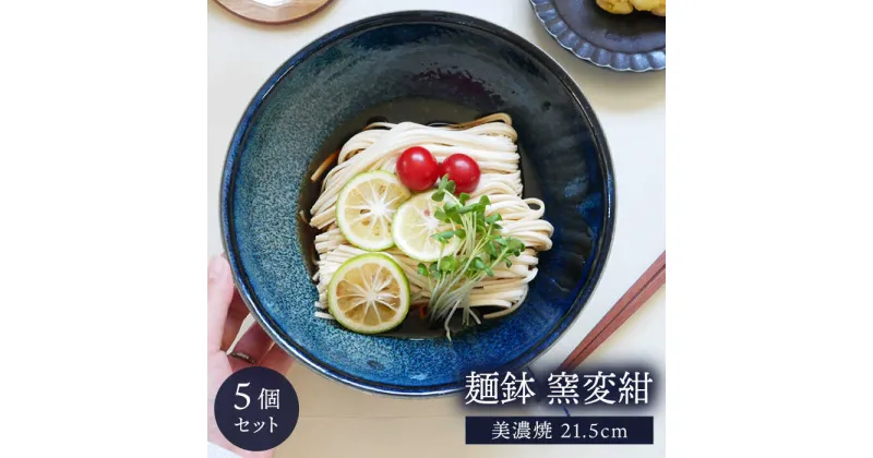 【ふるさと納税】【美濃焼】麺鉢 21.5cm 窯変紺 5個セット【EAST table】≪土岐市≫食器 うつわ どんぶり [MBS028]