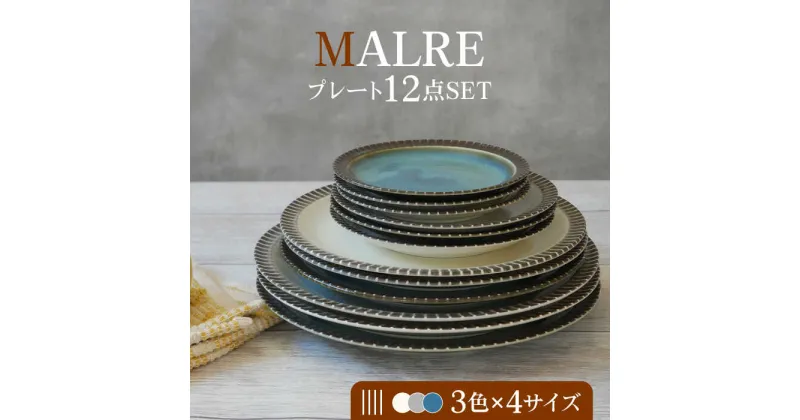 【ふるさと納税】【美濃焼】MALREマルレ プレート4サイズ3色12点セット【EAST table】≪土岐市≫ 食器 パスタ皿 ケーキ皿 [MBS081]