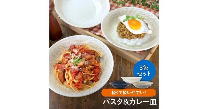 【ふるさと納税】【美濃焼】軽量トチリ パスタ＆カレー皿 3色セット【陶土う庵】（1054-0195）食器 深皿 プレート [MBY115]