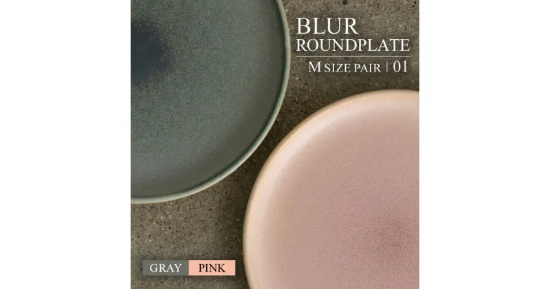 【ふるさと納税】【美濃焼】BLUR ROUNDPLATE（M）SET 01 GRAY×PINK【Torazawa Ceramics】食器 皿 プレート [MET003]