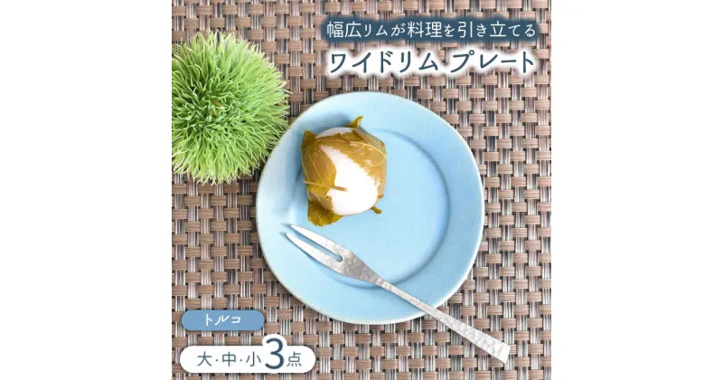 【ふるさと納税】【美濃焼】ワイドリム プレート 大・中・小 3点セット トルコ【金正陶器】食器 丸皿 リム皿 [MAK048]