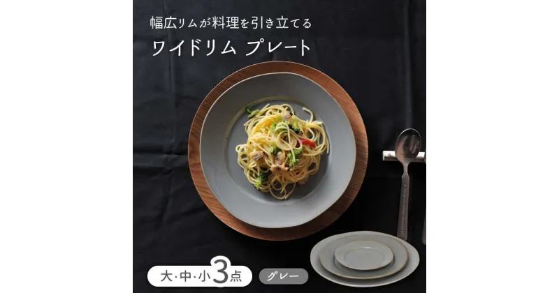 【ふるさと納税】【美濃焼】ワイドリム 大・中・小 3点セット グレー【金正陶器】食器 丸皿 リム皿 [MAK050]