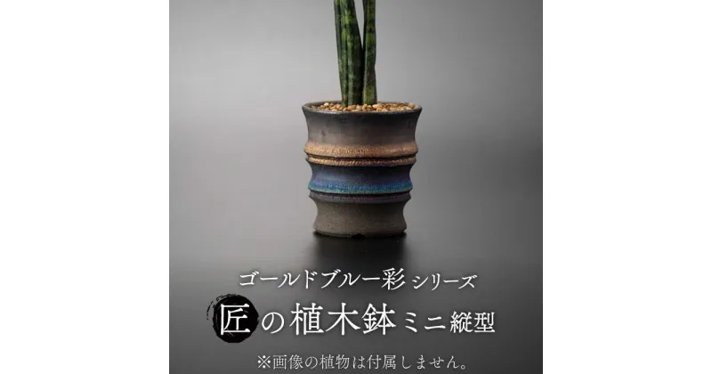 【ふるさと納税】【美濃焼】匠の植器鉢 ミニ 縦型 ゴールドブルー 彩シリーズ【角山製陶所】観葉植物 鉢植え プランター [MCS017]