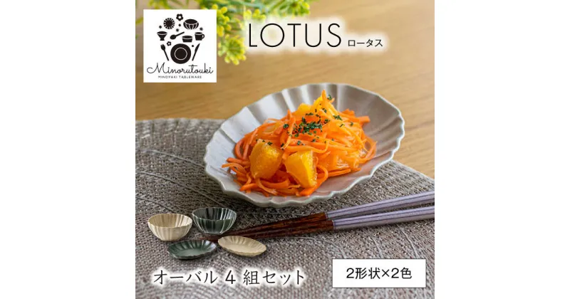 【ふるさと納税】【美濃焼】LOTUS(ロータス) オーバル 4組セット（2形状×2色）【みのる陶器】 皿 プレート ボウル [MBF096]