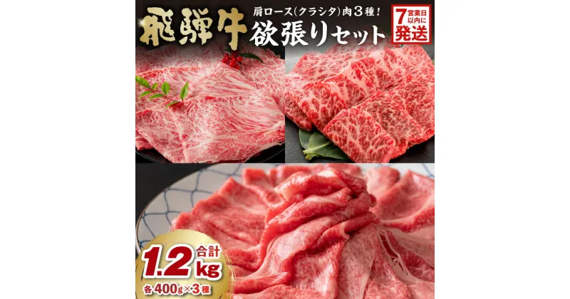 【ふるさと納税】 【7営業日以内発送】 飛騨牛セット　肩ロース（クラシタ）肉（すき焼き用・しゃぶしゃぶ用・焼き肉用）各400g 岐阜県 可児市 お肉 肉 牛肉 ブランド牛 ブランド和牛 柔らかい 旨味 霜降り お取り寄せ グルメ 送料無料