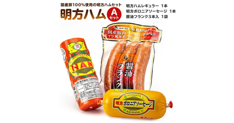 【ふるさと納税】 明方ハム Aセット 詰合せ ハム ソーセージ 醤油フランク 国産豚肉 農協 JAめぐみの 岐阜県 可児市 ギフト セット 肉 加工品 おつまみ ハムセット 豚肉 豚 豚モモ ビタミン 送料無料