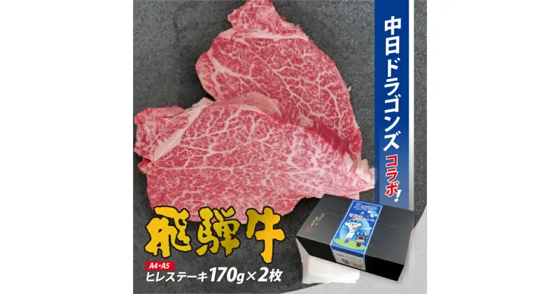 【ふるさと納税】 飛騨牛 ヒレステーキ 340g 170g×2枚 【中日ドラゴンズコラボ】 牛肉 食品 ステーキ 肉 国産 和牛 ブランド牛 パック セット 国産牛 お肉 赤身肉 ヘルシー あっさり ソース付き 冷凍 岐阜県 送料無料