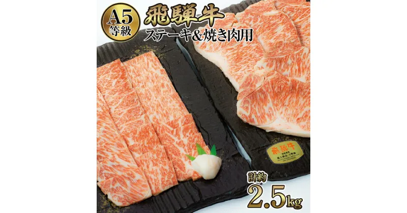 【ふるさと納税】店主こだわり雌牛 飛騨牛A5等級　ステーキ＆焼き肉用計約2.5kg [No.117] ／ 牛肉 ブランド牛 やきにく 焼肉 メス牛 冷凍 送料無料 岐阜県 特産