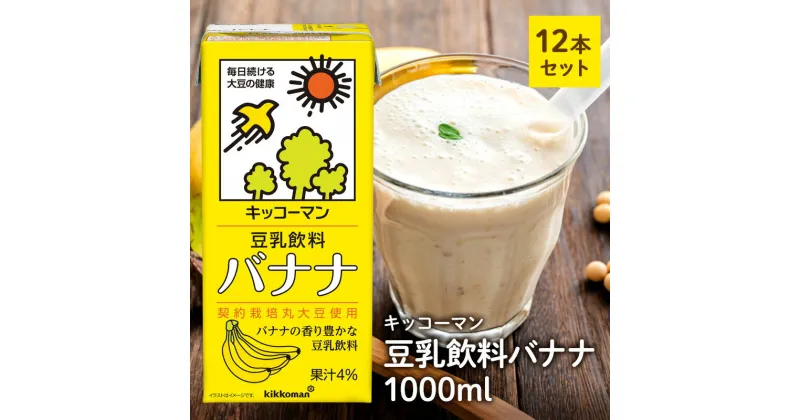 【ふるさと納税】キッコーマン 豆乳飲料 バナナ 1000ml 12本セット 1000ml 2ケースセット　加工食品・飲料・大豆・豆類　お届け：2週間～1か月程度でお届け予定です。