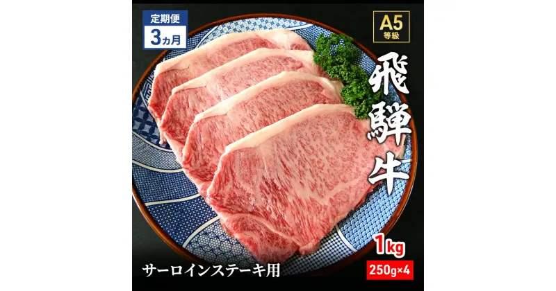 【ふるさと納税】【定期便3ヶ月】牛肉 飛騨牛 サーロイン ステーキ セット 1kg（1枚 約250g×4枚 ） 黒毛和牛 A5 美味しい お肉 牛 肉 和牛 サーロインステーキ 【岐阜県瑞穂市】　定期便