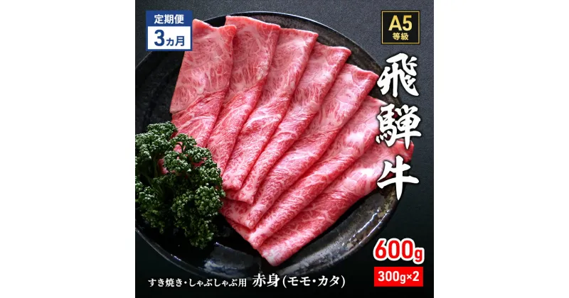 【ふるさと納税】【定期便3ヶ月】牛肉 飛騨牛 すき焼き しゃぶしゃぶ セット 赤身 モモ 又は カタ 600g 黒毛和牛 A5 美味しい お肉 牛 肉 和牛 すき焼き肉 すきやき すき焼肉 しゃぶしゃぶ肉 【岐阜県瑞穂市】　定期便