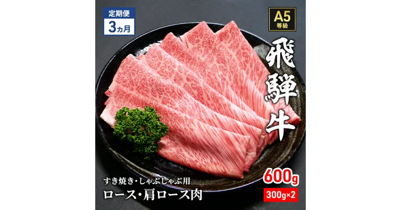 【ふるさと納税】【定期便3ヶ月】牛肉 飛騨牛 すき焼き セット ロース 又は 肩ロース 600g 黒毛和牛 A5 美味しい お肉 牛 肉 和牛 すき焼き肉 すきやき すき焼肉 しゃぶしゃぶ しゃぶしゃぶ肉 【岐阜県瑞穂市】　定期便