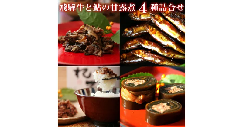 【ふるさと納税】厳選素材の飛騨牛と鮎の佃煮・ぼっか煮4種セット コロナ 事業者応援 甘露煮 お惣菜 佃煮 つめあわせ ギフト 詰め合わせ つくだ煮 熨斗掛け 熨斗対応 のし対応 [B0203x]17000円