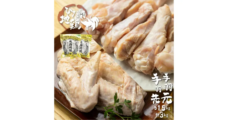 【ふるさと納税】地鶏 鶏肉 飛騨地鶏 手羽先・手羽元 各1.5kg 計3kg 国産 地鶏 国産地鶏 骨付き からあげ用 生 唐揚げ 鶏肉 手羽 お肉[Q2627] 15000円