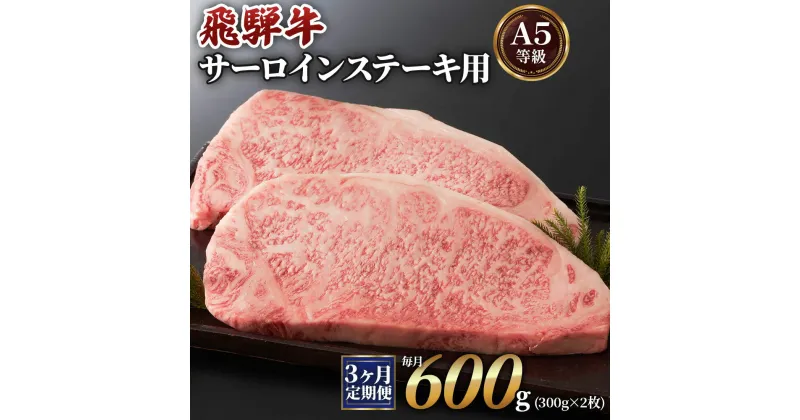 【ふるさと納税】[3ヶ月定期便][A5等級]飛騨牛サーロインステーキ用 600g(300g×2枚) 本巣市 [0341] 10000円