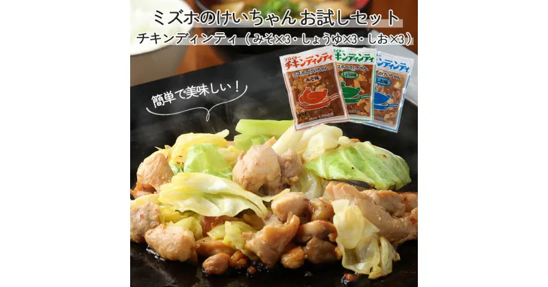 【ふるさと納税】ミズホのケイちゃん チキンディンティセット（みそ×3 しょうゆ×3 しお×3） 計9個 冷凍配送 けいちゃん ケイちゃん 鶏ちゃん 鶏肉　味噌 醤油 塩 バーベキュー BBQ 下呂温泉 おすすめ 味付け 焼くだけ 鶏肉料理 おかず 惣菜 時短 簡単料理 10000円 1万円