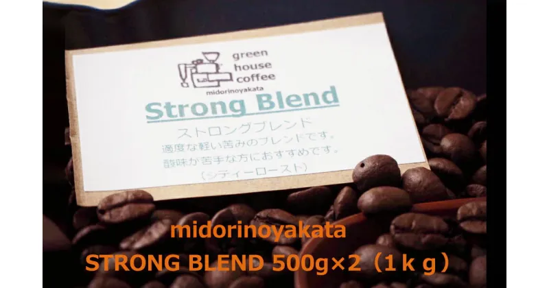 【ふるさと納税】自家焙煎珈琲店「緑の館」／「ストロングブレンド」豆　500g×2（1kg）コーヒー豆 珈琲 ギフト 贈り物 自家焙煎 19000円 岐阜県 下呂市