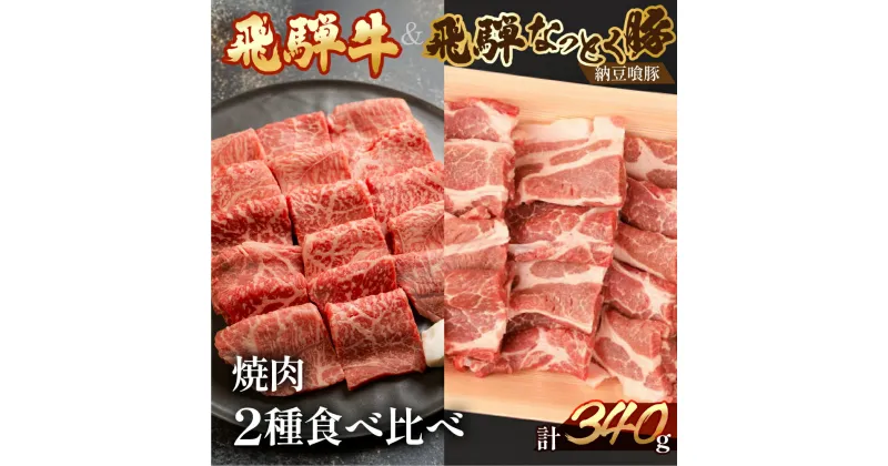 【ふるさと納税】 飛騨牛＆納豆喰豚 焼肉 計340g 化粧箱 　牛もも 170g　豚肩ロース 170g焼肉【冷凍】 牛肉セット 下呂温泉 おすすめ 人気 ブラン豚 肉ギフト 国産 贈答品 すき焼き用 すきやき ギフト 和牛 10000円 1万円