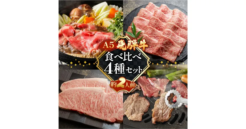 【ふるさと納税】飛騨牛 A5 食べ比べ4種セット（特選霜降りカルビ 173g・サーロインステーキ 228g・希少部位焼肉用 162g・ももすき焼き 216g）【冷凍 真空】牛肉 霜降り しもふり ステーキ もも すき焼き焼肉 牛 天狗 45000円