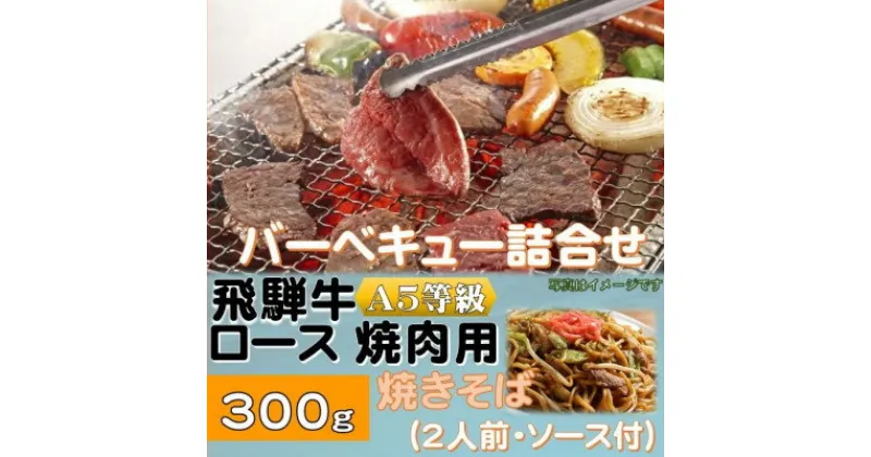 【ふるさと納税】飛騨牛ロース5等級300g・焼きそば2人前(ソース付)　バーベキューセット　【配送不可地域：離島】【1416385】