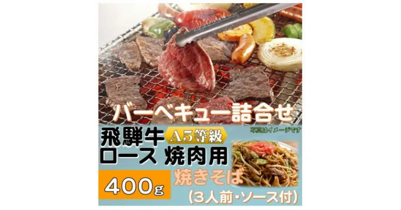 【ふるさと納税】飛騨牛ロース5等級400g・焼きそば3人前(ソース付)　バーベキューセット　【配送不可地域：離島】【1416386】