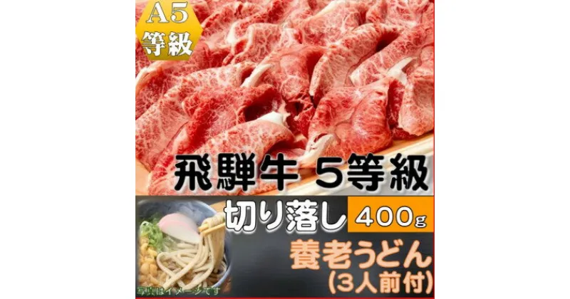 【ふるさと納税】飛騨牛 5等級　切り落し　400g　養老うどん付(3人前)【配送不可地域：離島】【1416393】