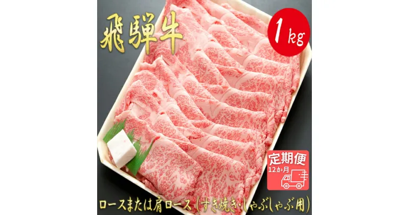 【ふるさと納税】AJ-30 【12か月定期便】【飛騨牛】ロースまたは肩ロース 1kg (すき焼き・しゃぶしゃぶ用)