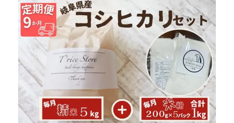 【ふるさと納税】 【令和6年産】 新米 【9ヵ月定期便】 岐阜県産 コシヒカリ と コシヒカリ100％ 米粉 の セット【精米5kg 上新粉1kg】