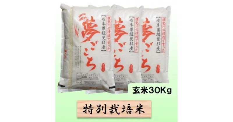 【ふるさと納税】特別栽培米★玄米30kg【夢ごこち】10Kg×3　 お米 ブランド米 銘柄米 ご飯 モッチリ 甘い 低アミロース米 冷めても美味しい 　お届け：2024年10月上旬～2025年9月下旬