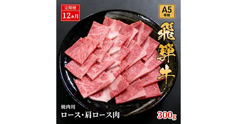 【ふるさと納税】【定期便12ヶ月】牛肉 飛騨牛 焼き肉 セット ロース 又は 肩ロース 300g 黒毛和牛 A5 美味しい お肉 牛 肉 和牛 焼肉 BBQ バーベキュー 【岐阜県池田町】　定期便