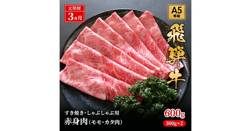 【ふるさと納税】【定期便3ヶ月】牛肉 飛騨牛 すき焼き しゃぶしゃぶ セット 赤身 モモ 又は カタ 600g 黒毛和牛 A5 美味しい お肉 牛 肉 和牛 すき焼き肉 すきやき すき焼肉 しゃぶしゃぶ肉 【岐阜県池田町】　定期便