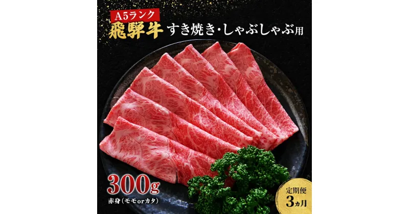 【ふるさと納税】【定期便3ヶ月】牛肉 飛騨牛 すき焼き しゃぶしゃぶ セット 赤身 モモ 又は カタ 300g 黒毛和牛 A5 美味しい お肉 牛 肉 和牛 すき焼き肉 すきやき すき焼肉 しゃぶしゃぶ肉 【岐阜県池田町】　定期便