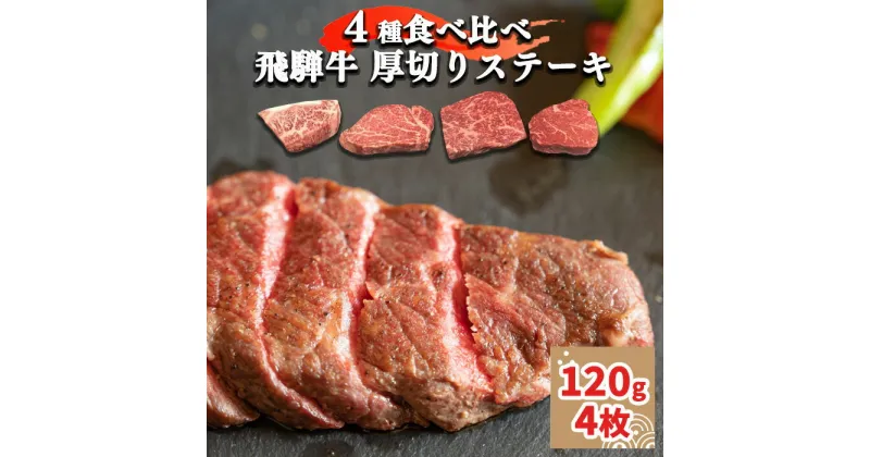 【ふるさと納税】飛騨牛 厚切りステーキ 4種 食べ比べ ！ 480g ( 120g × 4 ) 和肉 ステーキ 国産牛 こだわり 贅沢 とろける 1品 逸品 肉汁 美味しい おいしい 旨味 うま味 うまみ 旨い うまい ここだけ ボリューム BIG big ビッグ 大きい おおきい たっぷり 岐阜 北方町