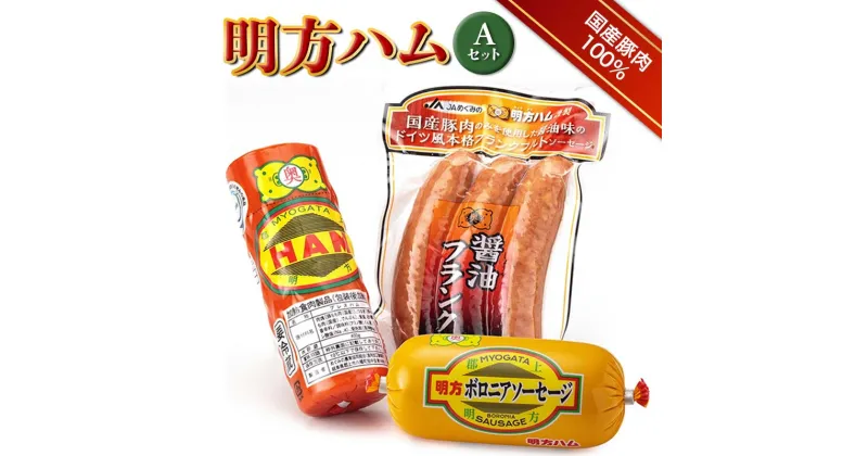 【ふるさと納税】明方ハム Aセット ソーセージ ハム フランクフルト 詰め合わせ 計890g 国産 豚肉 F6M-017