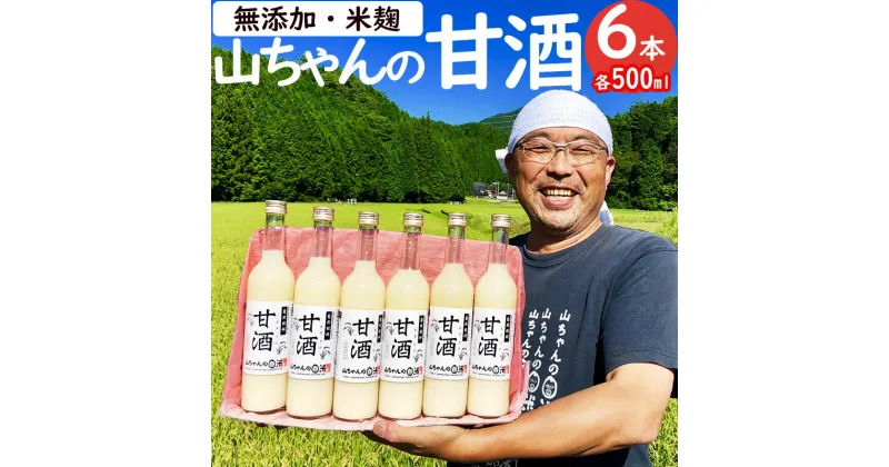 【ふるさと納税】 甘酒 山ちゃんの甘酒 500ml 6本 セット 米麹 無添加 砂糖不使用 ノンアルコール 米 発酵 お米農家 米生産者 米粒食感 山ちゃん 飲む点滴 健康 美肌 安心 安全 送料無料 y16-78