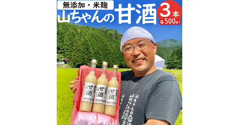 【ふるさと納税】 甘酒 山ちゃんの甘酒 500ml 3本 セット 米麹 無添加 砂糖不使用 ノンアルコール 米 発酵 お米農家 米生産者 米粒食感 山ちゃん 飲む点滴 健康 美肌 安心 安全 送料無料 y16-310