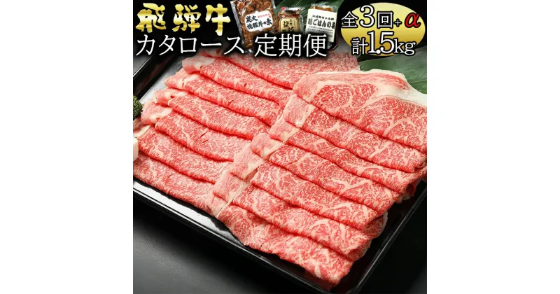 【ふるさと納税】 定期便3回 飛騨牛 カタロース（500g×3回） 黒毛和牛 和牛 牛肉 肉 スライス 最終月に特製『炭火焼豚』セットが届く 豚肉 お楽しみ A4 A5 冷蔵 y14-35 送料無料