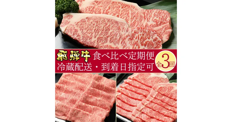 【ふるさと納税】 定期便3回 飛騨牛 食べ比べ 定期便 バラエティ カタロース サーロイン ステーキ ロース 各500g 計1500g 黒毛和牛 和牛 牛肉 肉 しゃぶしゃぶ すき焼き A5 A4 霜降り 冷蔵 お楽しみ y14-88 送料無料