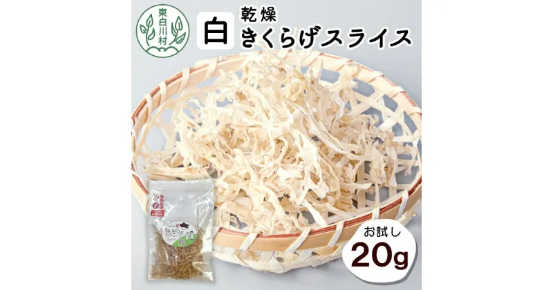 【ふるさと納税】 東白川村産 乾燥 白いきくらげ スライス お試し20g 純国産 きのこ 乾燥きくらげ きくらげ キクラゲ 白きくらげ 木耳 希少 高級 ビタミンD 食物繊維 野菜 きのこ 3000円