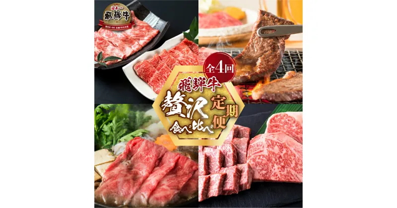 【ふるさと納税】 飛騨牛 定期便 4回 赤身 / 霜降り 食べ比べ 牛肉 ( 焼肉 / すき焼き / ステーキ / しゃぶしゃぶ ) 肉 霜降り肉 赤身肉 セット 食べ比べ 和牛 人気 贅沢 おすすめ 4か月 もも 肩 ロース 肉 牛肉 定期 100000円 10万円 白川村 JAひだ [S091_re]