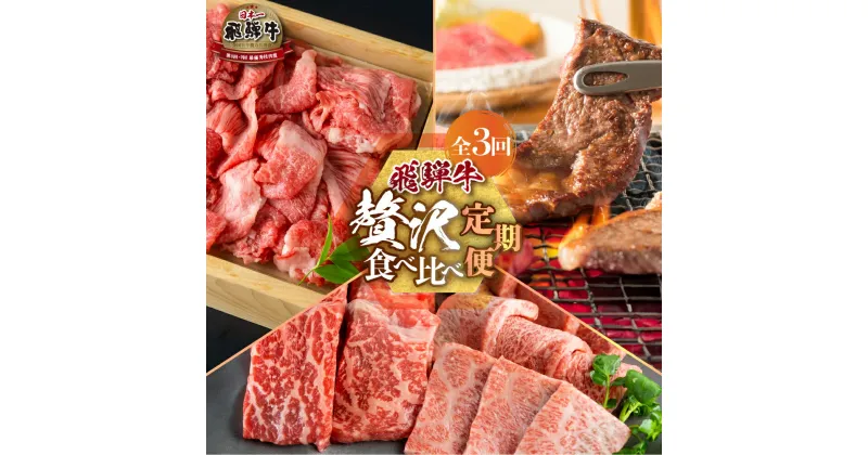 【ふるさと納税】定期便 飛騨牛 3回 牛肉 ( カイノミ ステーキ / 焼肉 / 切り落とし ) 焼き肉 肉 希少部位 肉 牛肉 すき焼き お楽しみ 人気 白川村 50000円 5万円 [S345]