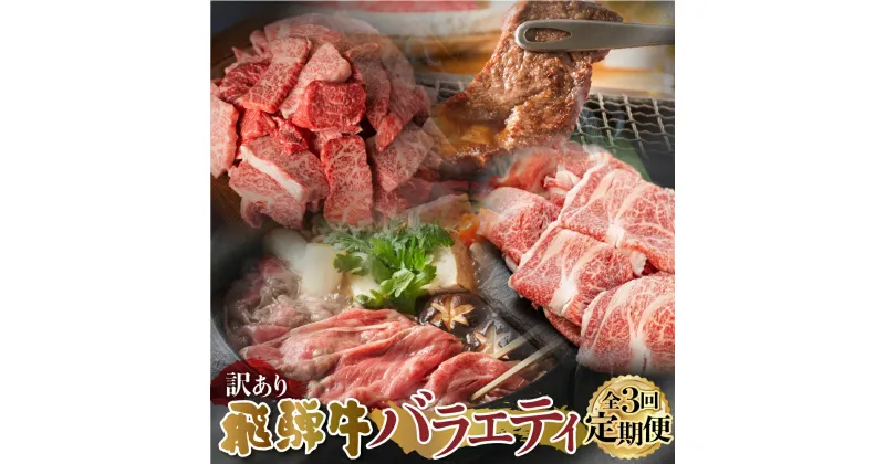 【ふるさと納税】【 定期便 】 訳あり 飛騨牛 バラエティ 3回 計1.9kg すき焼き 焼肉 切り落とし 赤身 霜降り 部位おまかせ 肉 牛肉 お肉 和牛 冷凍 岐阜県 等級 お任せ 炒め物 牛丼 カレー キャンプ アウトドア 国産 不揃い ブランド牛 48000円 [S608]