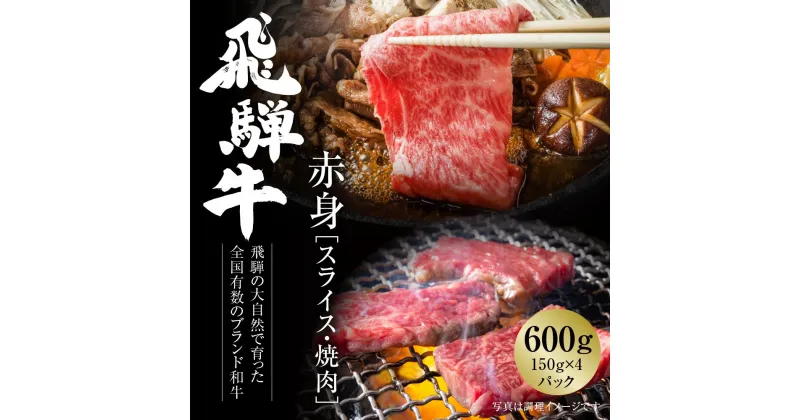 【ふるさと納税】飛騨牛 赤身（スライス・焼肉） 600g（150g×各2パック ） 冷凍真空パック | 肉 お肉 焼肉 焼き肉 やきにく すき焼き すきやき しゃぶしゃぶ 黒毛和牛 和牛 個包装 小分け 人気 おすすめ 牛肉 ギフト お取り寄せ 7日以内お届け 飛騨高山ミート [MZ015]