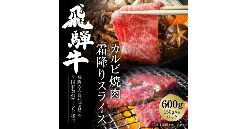 【ふるさと納税】飛騨牛 カルビ(焼肉)・霜降りスライス 600g（150g×各2パック） 冷凍真空パック | 肉 お肉 焼肉 焼き肉 やきにく すき焼き すきやき しゃぶしゃぶ 黒毛和牛 和牛 個包装 小分け 人気 おすすめ 牛肉 ギフト 7日以内お届け 飛騨高山ミート [MZ016]