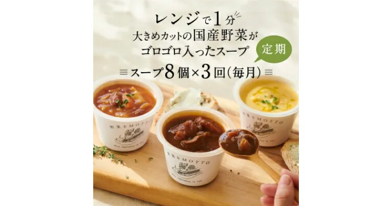 【ふるさと納税】【定期便 3ヶ月】レンジで1分 野菜をMOTTO スープ 8個 セット レトルト インスタント 国産 ダイエット ベジMOTTOスープ 具だくさん 時短 手軽 | 定期便・ 保存食