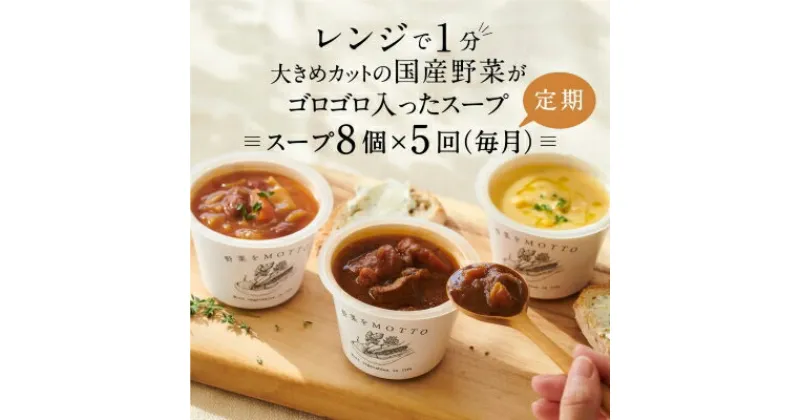 【ふるさと納税】【定期便 5ヶ月】レンジで1分 野菜をMOTTO スープ 8個 セット レトルト インスタント 国産 ダイエット ベジMOTTOスープ 具だくさん 時短 手軽 | 定期便・ 保存食