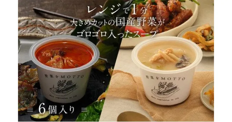 【ふるさと納税】レンジで1分 野菜をMOTTO スープ 韓国風スープ 6個セット（チゲ・参鶏湯 2種各3個）レトルト インスタント 国産 ダイエット 具だくさん 時短 【静岡市】