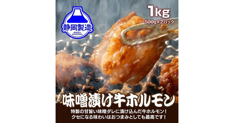 【ふるさと納税】特製味噌漬け牛ホルモン1kg(500g×2)【配送不可：離島】